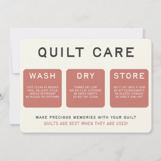 Quilt Care Card - Pink Vintage Design