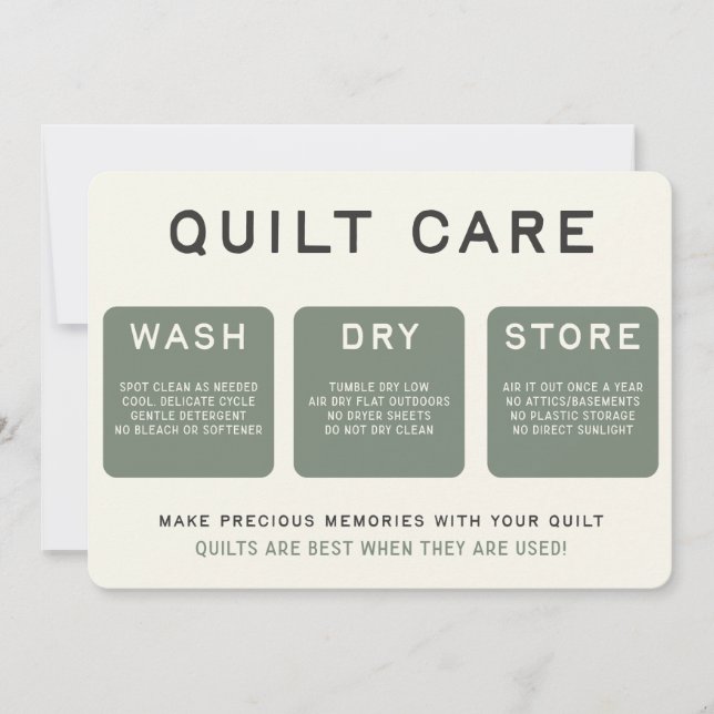 Quilt Care Card - Vintage Inspired Text (Front)