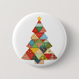 Quilt Christmas Tree Festive Quilt Lovers  6 Cm Round Badge