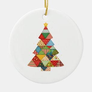 Quilt Christmas Tree Festive Quilt Lovers Ceramic Ornament