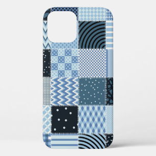 Quilt design. Seamless patchwork pattern from stit iPhone 12 Case