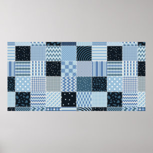 Quilt design. Seamless patchwork pattern from stit Poster