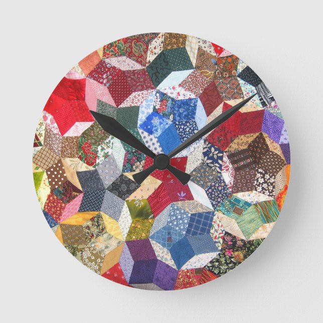 Quilt Fabric Round Clock (Front)