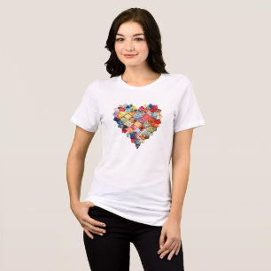 QUILT HEART I love quilting Quilter fabric collage Tri-Blend Shirt