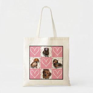 Quilt Hearts Pattern with Custom Photo Collage Tote Bag