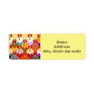 Quilt-Inspired Chickens Return Address Label