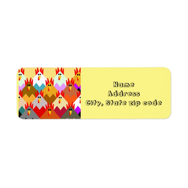 Quilt-Inspired Chickens Return Address Label (Front)