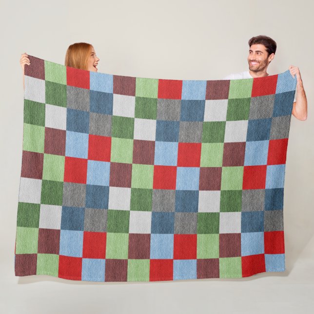 Quilt-Like Swatch Colour Blocks Fleece  Blanket (In Situ)