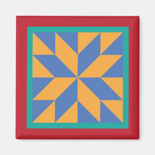 Quilt Magnet - Hunter's Star (blue/yellow)