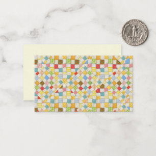 QUILT MOSAIC 3.5x2 Flat Card / Cream / Horizontal