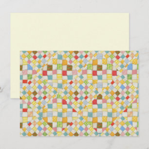 QUILT MOSAIC 4.5x6.25 Flat Card / Cream Horizonal