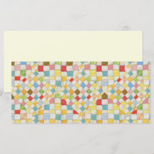 QUILT MOSAIC 4x9 Flat Card / Cream / Horizontal