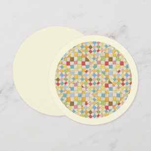 QUILT MOSAIC 5.25" Round Flat Card / Cream II