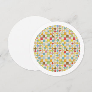 QUILT MOSAIC 5.25" Round Flat Card / White
