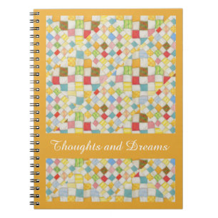 QUILT MOSAIC 6.5x8.75 Spiral Notebook + Text Gold