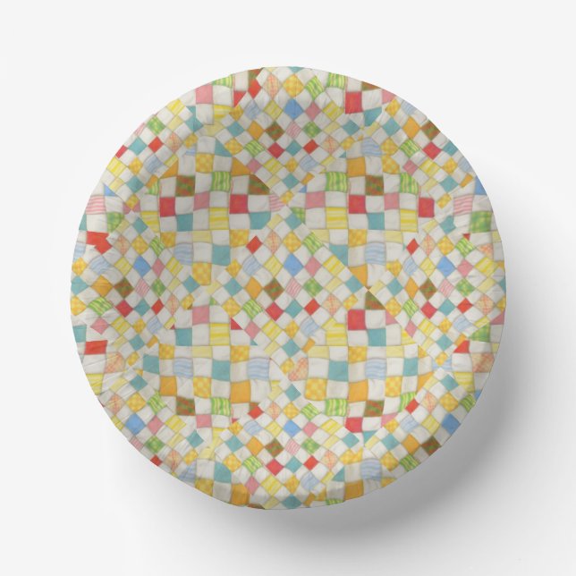 QUILT MOSAIC 7" Paper Bowls Plate (Front)
