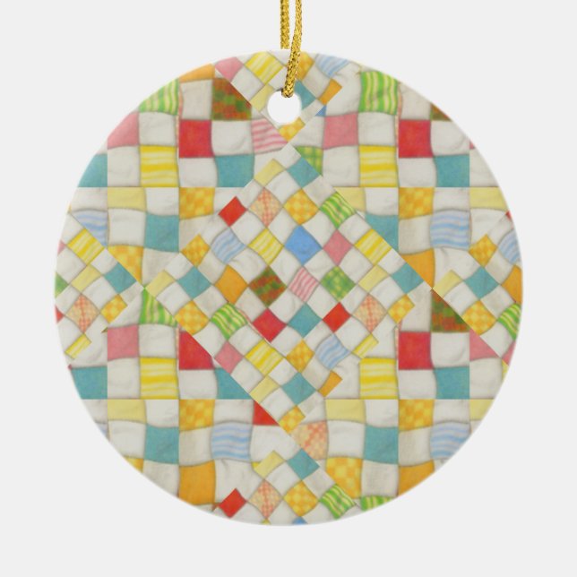 QUILT MOSAIC Ceramic Circle Ornament (Front)