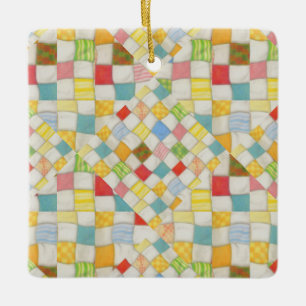 QUILT MOSAIC Ceramic Square Ornament