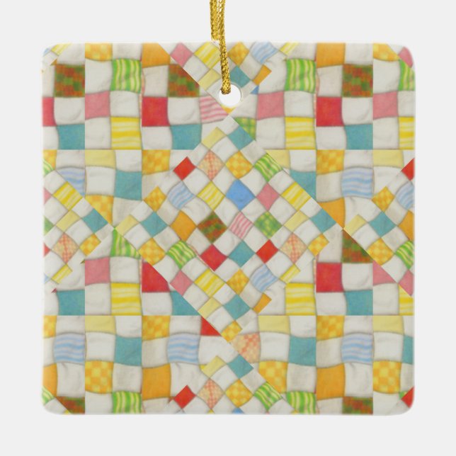 QUILT MOSAIC Ceramic Square Ornament (Front)
