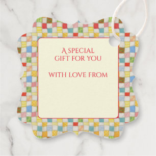QUILT MOSAIC Fancy Square Gift Tags / Cream