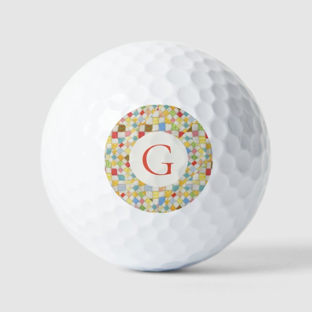 QUILT MOSAIC Golf Balls + Initial (Front)