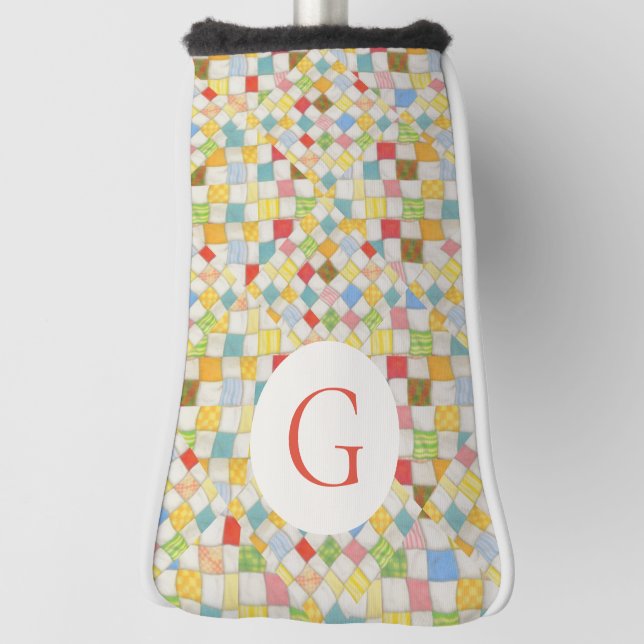 QUILT MOSAIC Golf Putter Cover + Initial (Rotate 90)