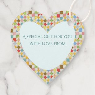 QUILT MOSAIC Heart Gift Tags / Mint