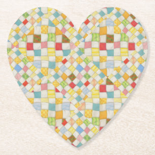 QUILT MOSAIC Heart Paper Coasters