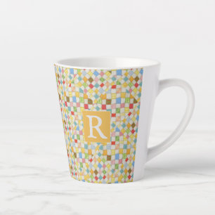 QUILT MOSAIC Latte Mug + Text / Gold