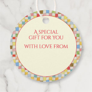 QUILT MOSAIC Round Gift Tags / Cream