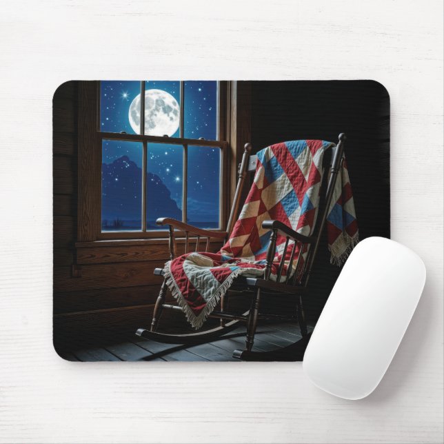 Quilt On a Rocking Chair In Moonlight Mouse Pad (With Mouse)