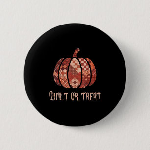 Quilt Or Treat Patchwork Pumpkin Quilters Autumn H 6 Cm Round Badge
