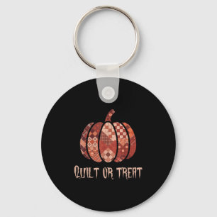 Quilt Or Treat Patchwork Pumpkin Quilters Autumn H Key Ring