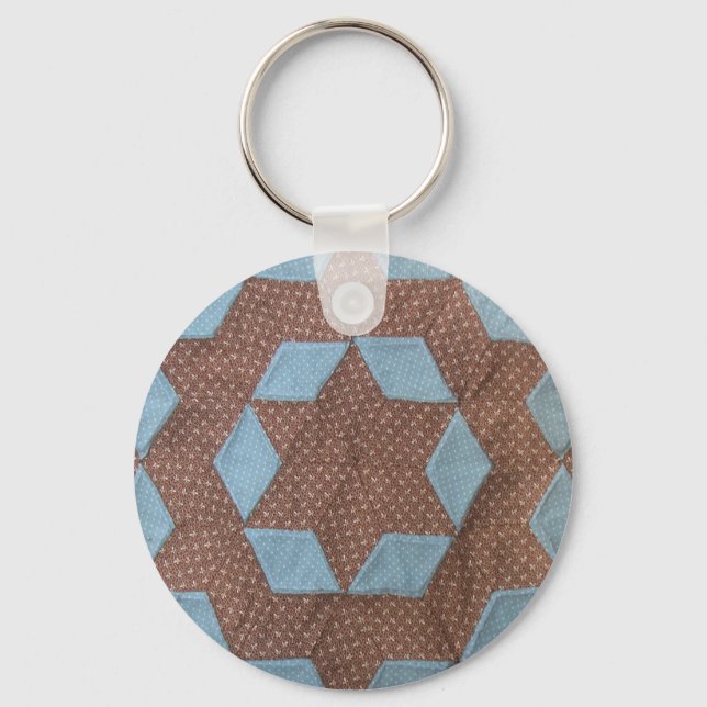 Quilt Pattern - Castle  Quilt Block Key Ring (Front)