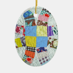 Quilt pattern ceramic ornament