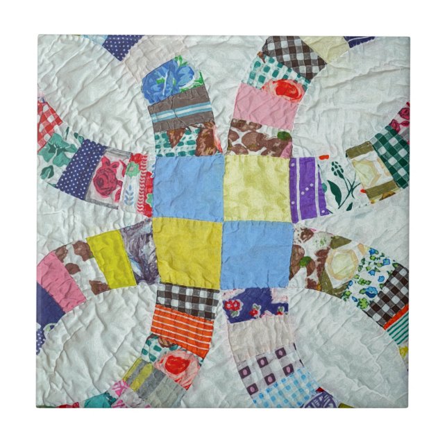 Quilt pattern ceramic tile (Front)