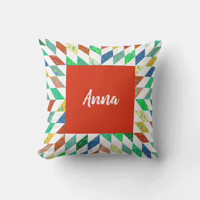 Quilt Pattern Personalised Throw Pillow (Front)