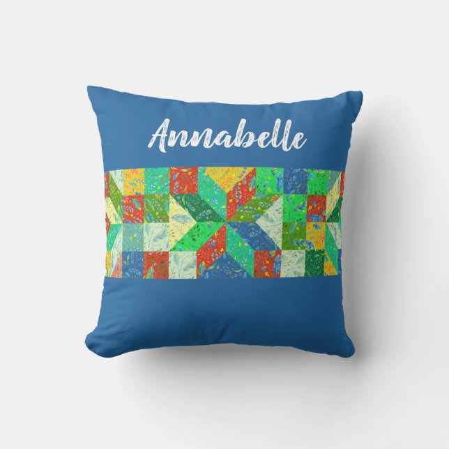 Quilt Pattern Personalised Throw Pillow (Front)