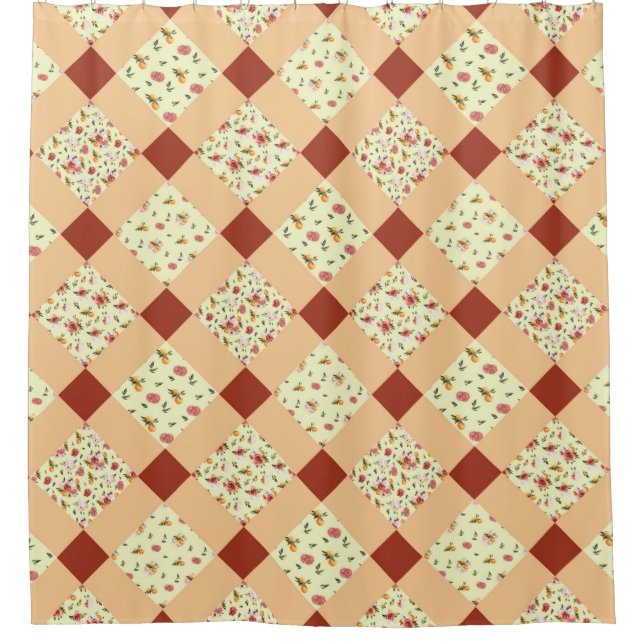 QUILT PATTERN SHOWER CURTAIN (Front)