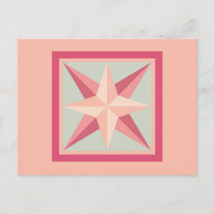 Quilt Postcard - Beveled Star (pink/grey)