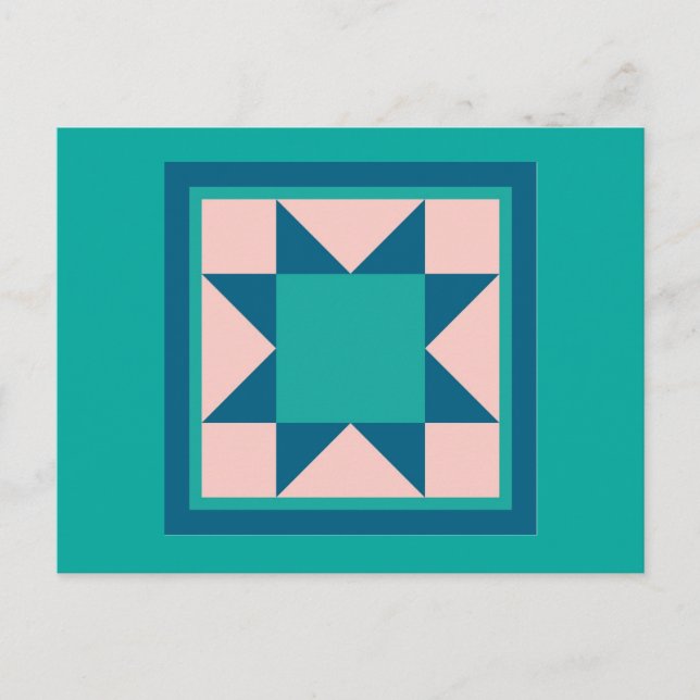 Quilt Postcards - Sawtooth Star (teal/blue) (Front)