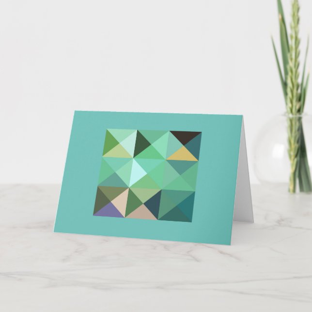 Quilt Square Aqua Teal Tones Note Card (Front)