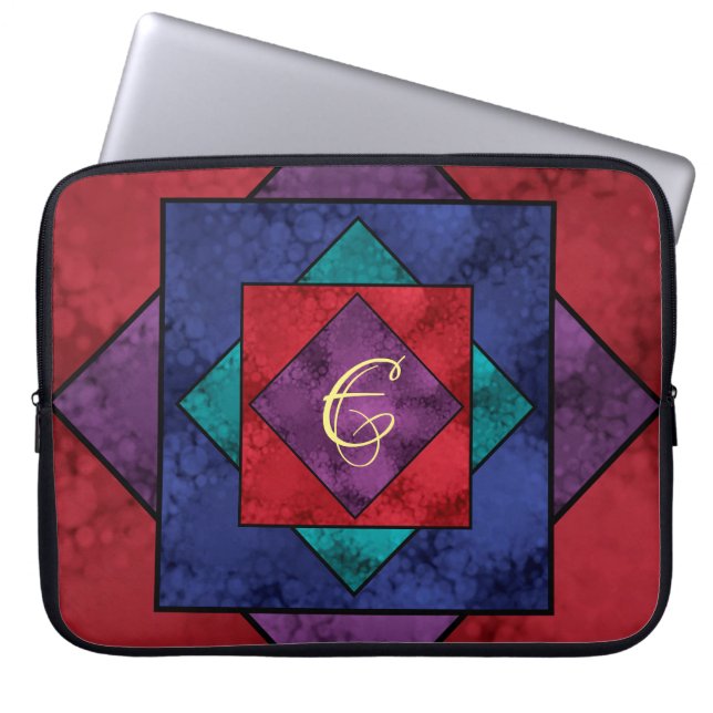 Quilt Square Monogram Laptop Sleeve (Front)