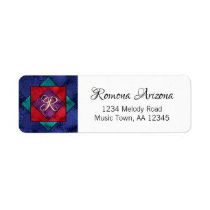 Quilt Square Monogram Return Address Label