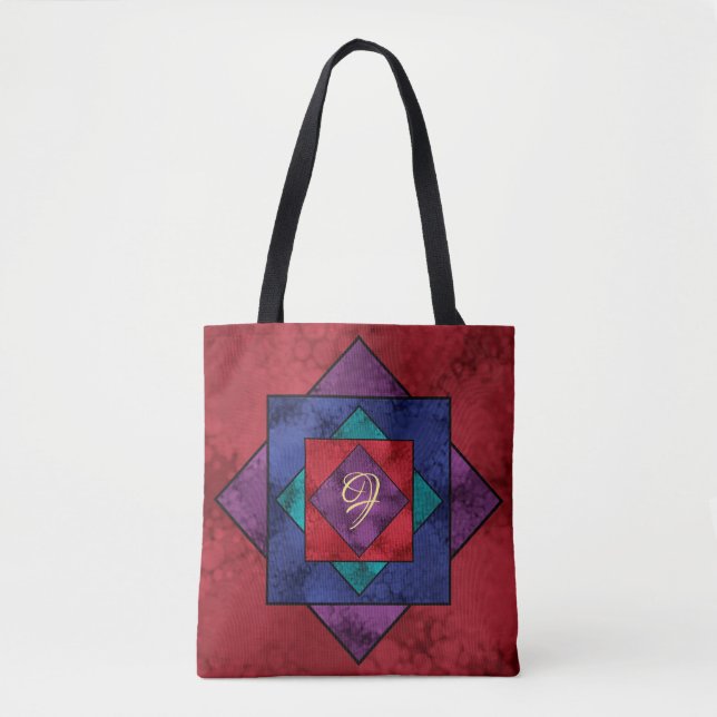 Quilt Square Monogram Tote Bag (Front)