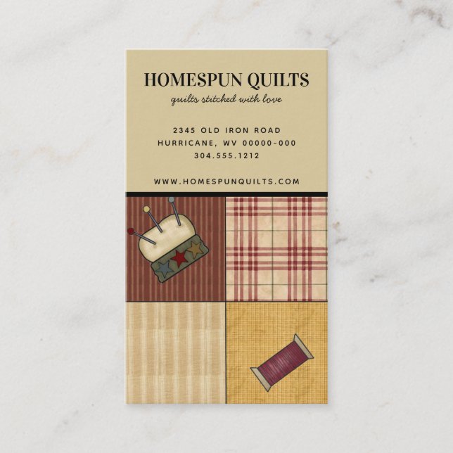 Quilt Squares Rustic Country Business Card (Front)