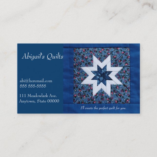 Quilt star blue business card (Front)