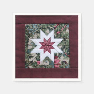Quilt star maroon napkin