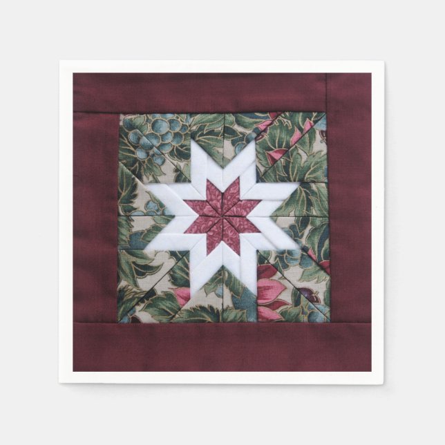 Quilt star maroon napkin (Front)