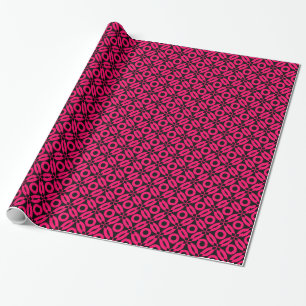 Quilt Style Pattern 02 - Neon Red on Black Wrapping Paper